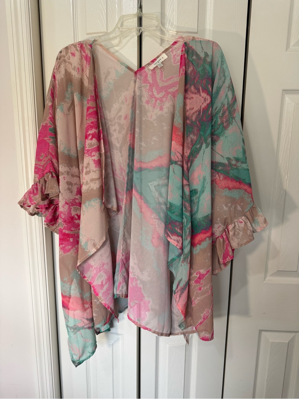 Umgee Pastel Marble Kimono in Pink & Teal